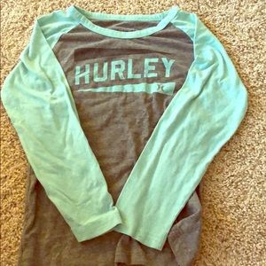 Hurley teal and gray long sleeve tee